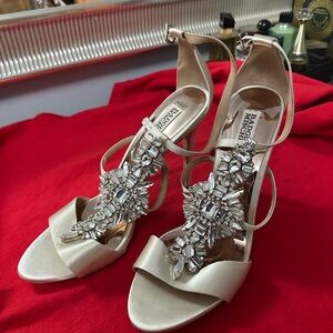 Badgley Mischka Jeweled Wedding Shoes Heels Size 10
2017